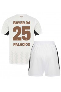 Bayer Leverkusen Exequiel Palacios #25 Jalkapallovaatteet Lasten Vieraspeliasu 2024-25 Lyhythihainen (+ Lyhyet housut)